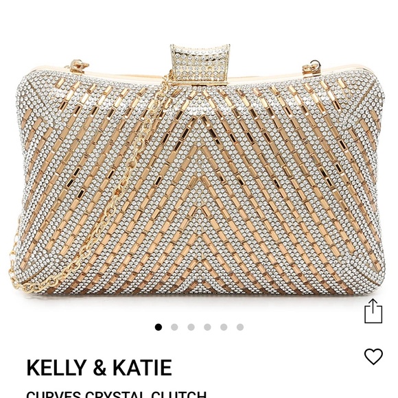 Kelly & Katie Curves Crystal Clutch Gold NWT - Picture 1 of 16